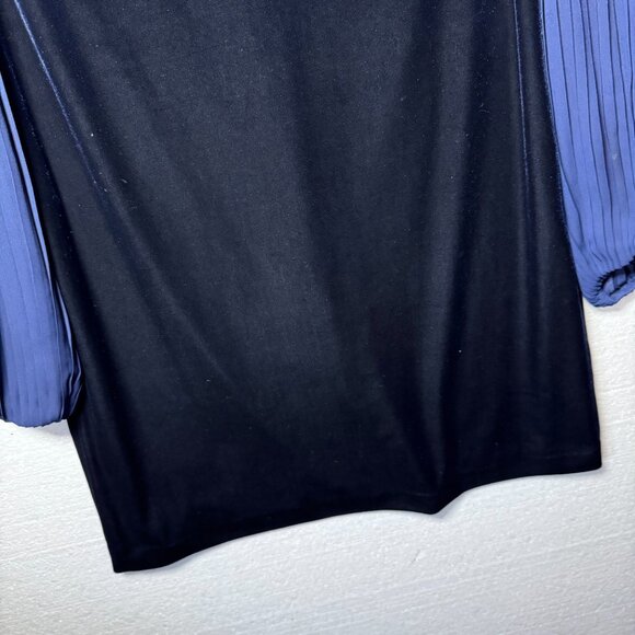 Eliza J Womens Size 8 Blue Velvet Cocktail Dress Pleated Chiffon Sleeves Holiday - Picture 10 of 16